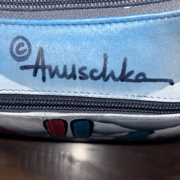 Anuschka Artistic Blue and Red Handbag - Picture 6 of 10